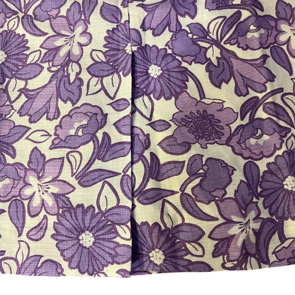 Ann Taylor LOFT Skirt Womens 8 NEW Purple Floral Linen Blend Lined - Picture 15 of 15